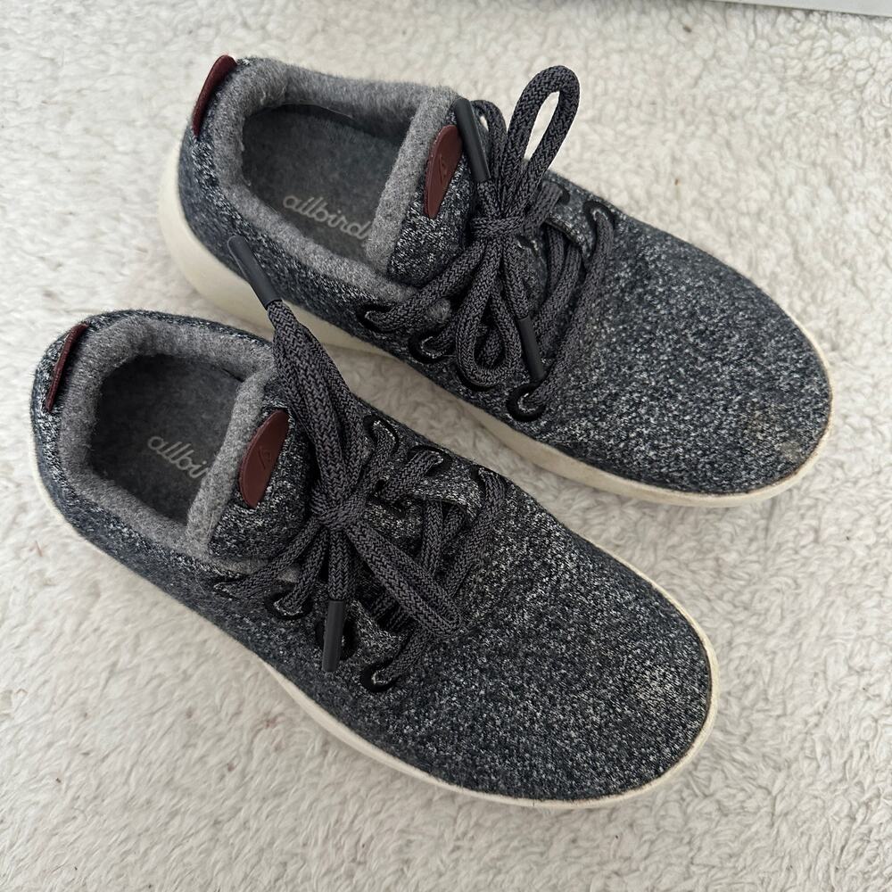 allbirds Charcoal Wool Runner Sneakers with Cream Sole - Picture 2 of 11